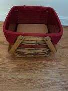 Longaberger 2 baskets, small storage solutions 11”w x 10”d x 5.5”h, picnic tote (no lid) 10”sq x 8”h