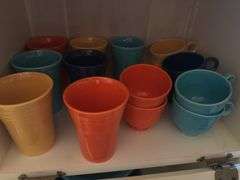7 Fiesta tumblers, 8 coffee cups