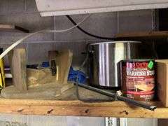 Canning jars, egg plate, hardware. Misc