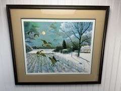 4 Framed Waterfowl Prints by Various Artists Photographed