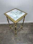 Heavy Brass Side Table with Marble top