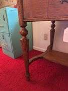 Writing desk with 1 drawer and contents  42” w x 26” d x 29” h cracks on top