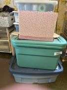 2 tubs of lace and 1 box of patterns