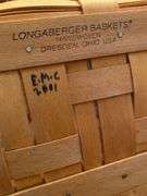 Longaberger 3 Botanical baskets, Vanity 14.5”w x 8”d x 6”h, large bin 13”w x 16.5”d x 8”h, Serving tray 14.5”w x 20”d x 3.5”h