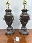 Pair of 30” lamps in bronze finish