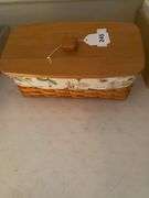 Longaberger 3 Botanical baskets, Vanity 14.5”w x 8”d x 6”h, large bin 13”w x 16.5”d x 8”h, Serving tray 14.5”w x 20”d x 3.5”h