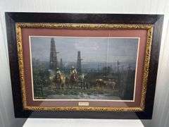 Framed G.Harvey “Texas Cowboys” (glass cracked) and “Ranger Outpost” prints