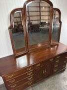 Ethan Allen cherry chest of drawers with mirrored back