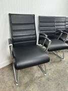 4 High Quality Black Leather and Chrome arm chairs
