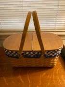 Longaberger Double Handled Craft Basket with lid 19”W x 12”D x 8.5”H