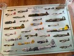 2 framed prints & 3 posters of aircrafts  29” x 21”.  34” x 14”