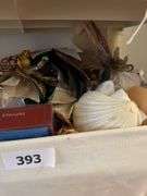 Shelf of misc Christmas items: angels by Home Interior