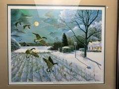 4 Framed Waterfowl Prints by Various Artists Photographed