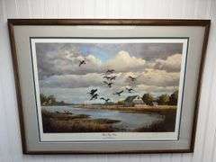 4 Framed Waterfowl Prints by Various Artists Photographed