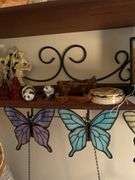 Metal and wood wall shelf 30”w x 7”d x 12.5”h excludes all contents ( bring Phillips screwdriver to remove from wall)