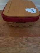 Longaberger 2 baskets, small storage solutions 11”w x 10”d x 5.5”h, picnic tote (no lid) 10”sq x 8”h