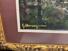 Framed G.Harvey “Texas Cowboys” (glass cracked) and “Ranger Outpost” prints