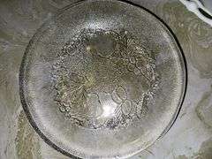 Milk glass lace edge large plate, 4 milk glass salad plates, 13 glass salad plates