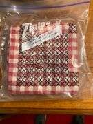 Longaberger Double Handled Round Basket with lid 12”Diameter x 8.5”H, tablecloth and 4 napkins