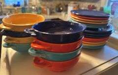 8 Fiesta berry bowls, 6 saucers, 9 salad plates