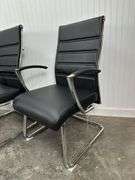 4 High Quality Black Leather and Chrome arm chairs