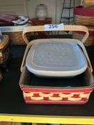 2 piece longaberger casserole with small hostess appreciation basket