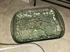 Glass casserole dish, iron stand