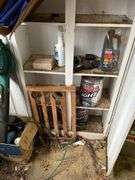 Electric leaf blower, metal cabinets & contents, mini school desk