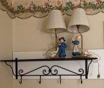 Longaberger metal wall shelf (bring star and Phillips screwdriver to dismantle) 32”w x 9”d x 11”h, excludes contents on top