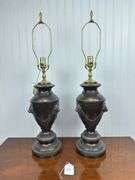 Pair of 30” lamps in bronze finish