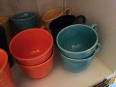 7 Fiesta tumblers, 8 coffee cups