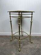 Heavy Brass Side Table with Marble top