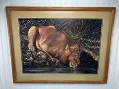 “Lazy Afternoon” by Alan Hunt, Lion by Barnett, cheetah by Harry Antes