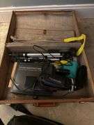 Suitcase with vhs recorder & tripod, camera bag with Sony Handycam