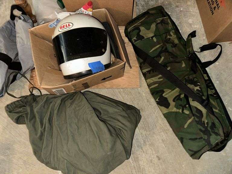 Motorcycle helmet, gun case , army laundry bag,