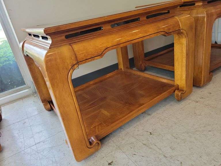 Antique Schnadig Chinoiserie Chow Leg Side Tables  29 x 22 x 24
