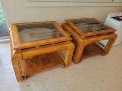 Antique Schnadig Chinoiserie Chow Leg Side Tables  29 x 22 x 24