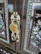 Asian Style Cabinet with Mother of Pearl Inlay, Silver Hardware- 4 Drawers, 3 cabinets