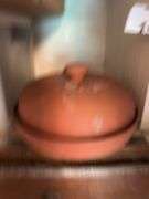 Village baker, glass egg dish, scissors, polished stainless steel percolator,