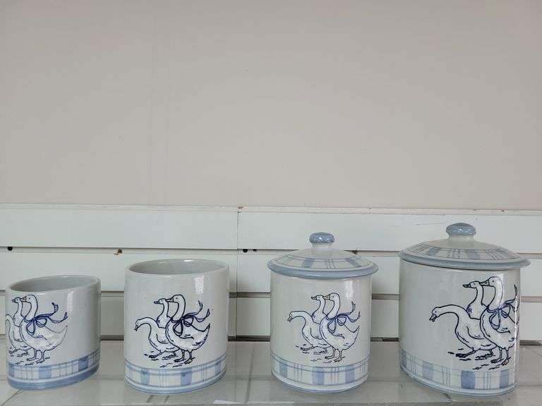 Louisville Stoneware Pottery Canisters (missing lids) image