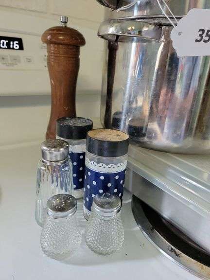 Double-Boiler, Salt/Pepper Shakers, Covered Cake Pan