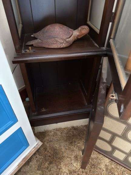 Lighted curio cabinet with glass shelves 16" x 68" x 12"