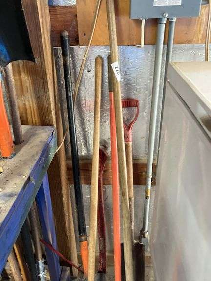 Concrete hoe, axe, scratcher, spar, long handle shovel