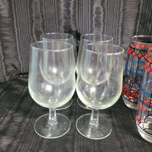Vintage Pepsi Glassware, Clear Glass Wine Glasses