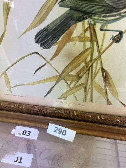 Antique framed red wing blackbird