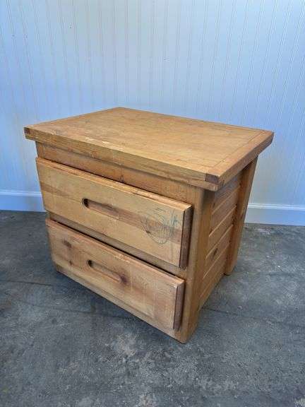 2 drawer pine nightstand and wooden side table
