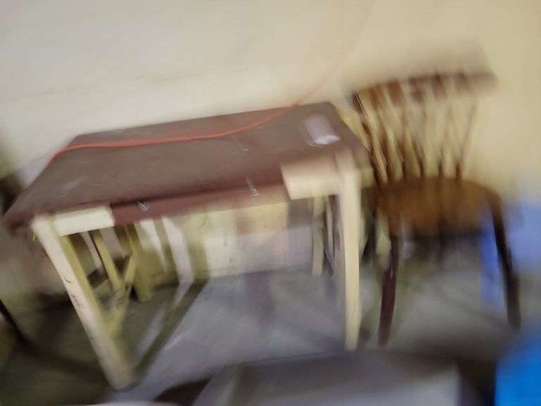 Table, Chair, Plastic Stool
