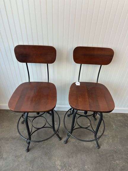 Pair of counter height bar stools - adjustable height swiveling