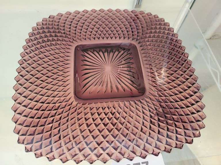 Vintage Amethyst Square Pressed Glass Dish image