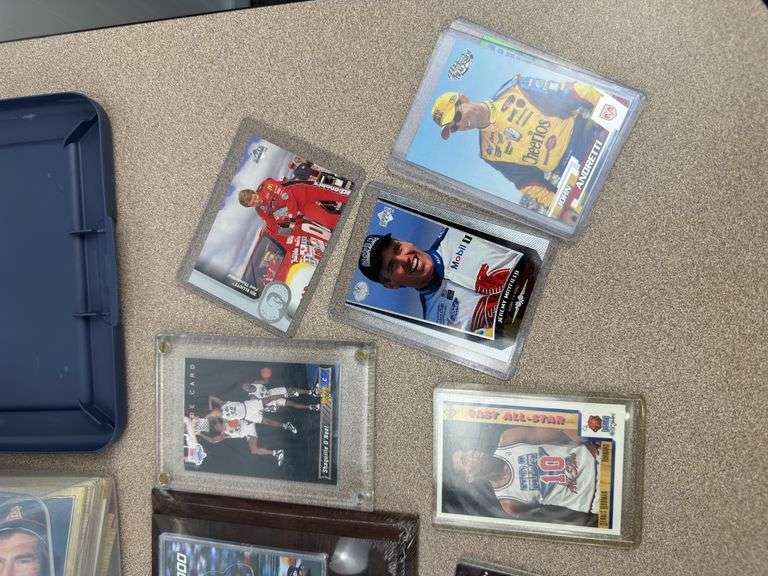 2 tubs of misc baseball, Nascar, basketball collector cards